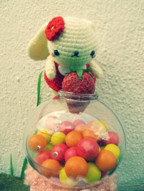 red bunny amigurumei crochet strawberry