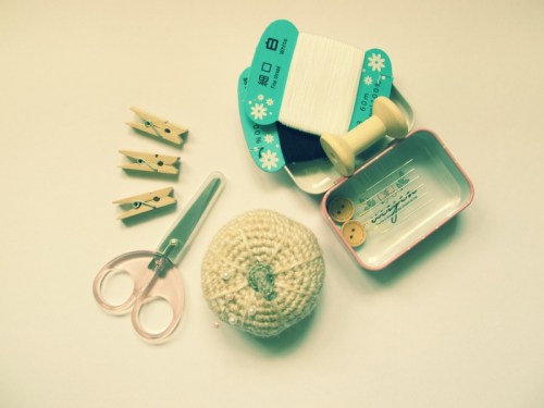 pumkin amigurumi pin cushion zakka sewing kit